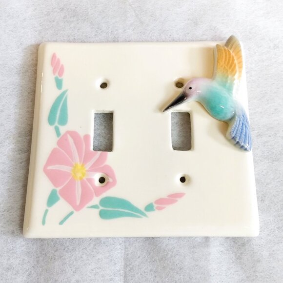 Vintage 80s All Fired Up-Hand Painted Hummingbirds Light Switch Plates-Lot Of 5 - Picture 7 of 12